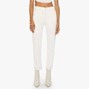 Mother The Tomcat Ankle Jeans 29 Cream Puffs White Denim High Waist Straight Leg